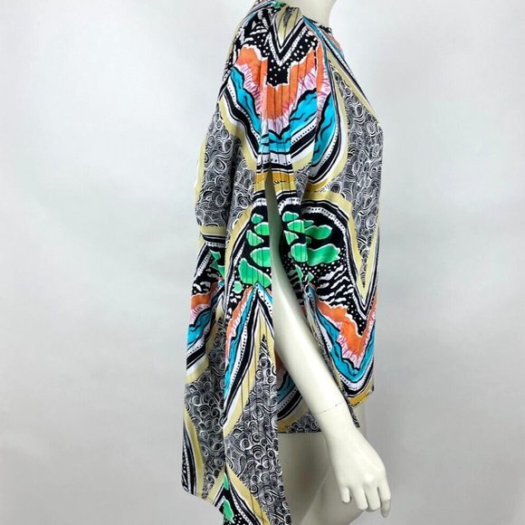 Jim Thompson‎ Silk Short Wrap Kaftan Women 10 NWOT Hi Low Abstract Tunic Top - Picture 5 of 12